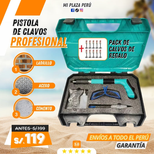 KIT PISTOLA DE CLAVO PROFESIONAL + PACK DE CLAVOS